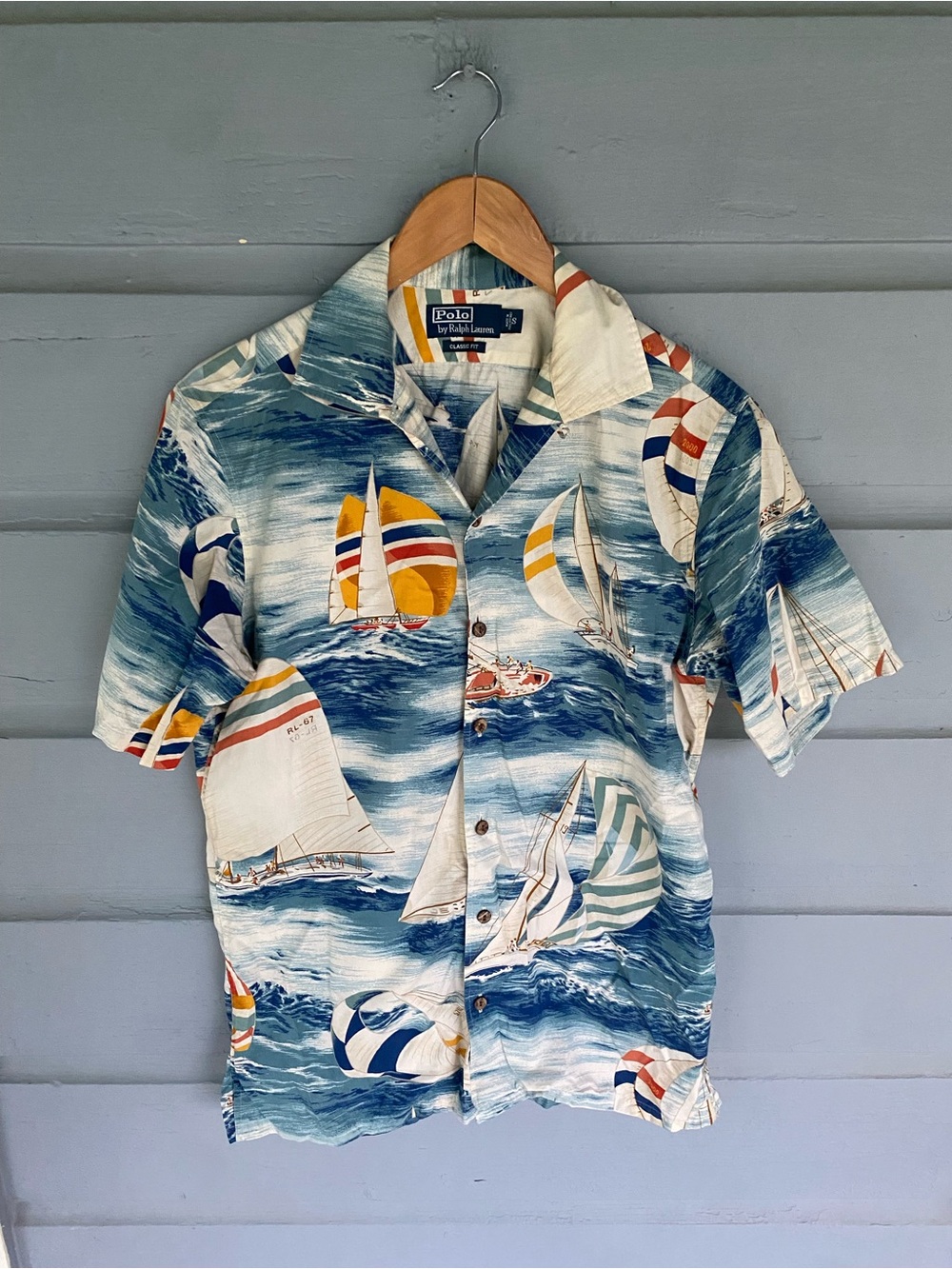 Vintage Mens Small Polo Ralph Lauren Shirt Sailing Sailboat Camp Hawaiian Y2K